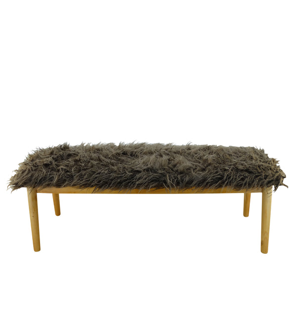 Modern Rectangle Faux Fur Bench