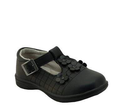 Girls' Katie Girl T-Bar School Shoes-Black
