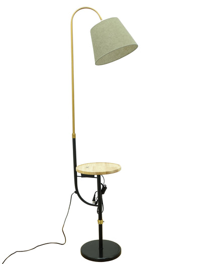 Floor Lamp With Wood Shelf Built-in USB Port and Wireless Charge