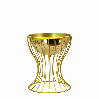 Gold Metal Planter With Stand Small