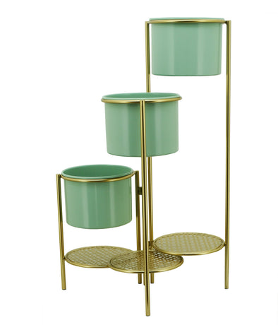 Set of 3 Metal Planter With Shelves