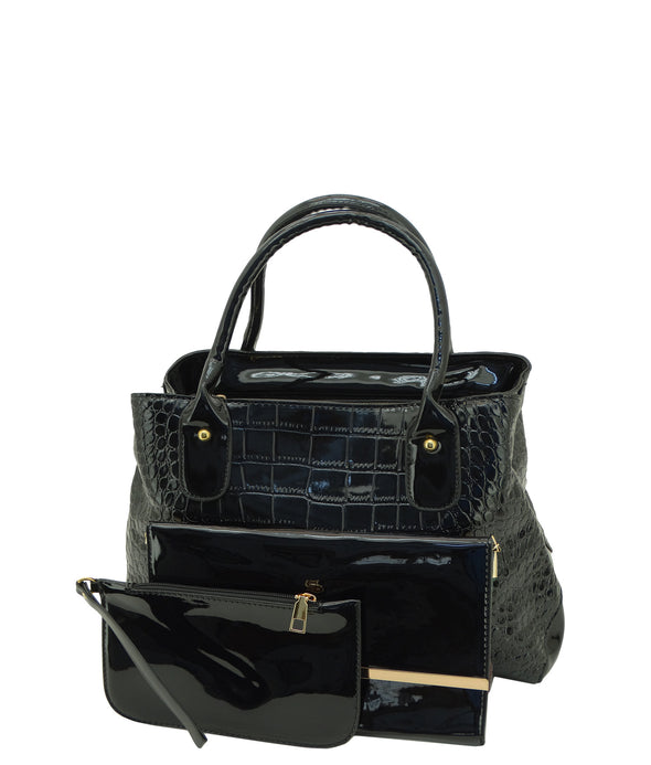 Ladies' 3PC Fashion Crocodile Print Handbag