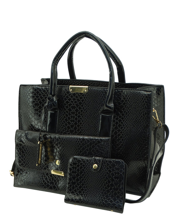 Ladies' Fashion 3 PC Crocodile Print Handbag