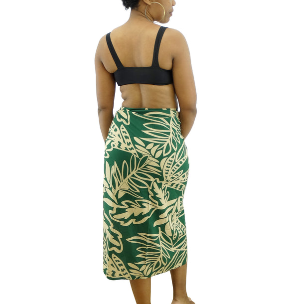 Ladies' Accessories By PK Wrapped Cover Up Leaf Printed Skirt Green