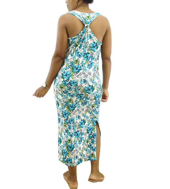 Women's Emme Jordan Maxi Sleeveless Printed Dress W/Side Slit