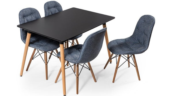 Modax Rectangular W/Wooden Legs Table Black