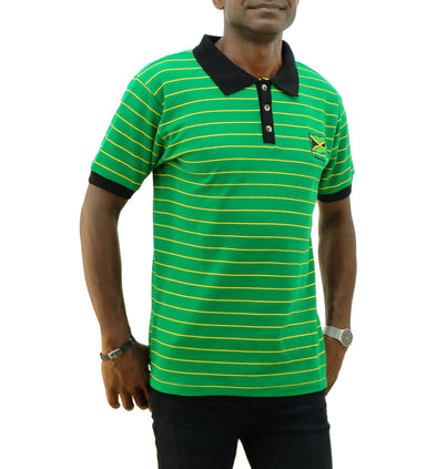 Men's Jamaica Green Stripe Polo Shirt