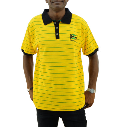 Men's Jamaica Yellow Stripe Polo Shirt