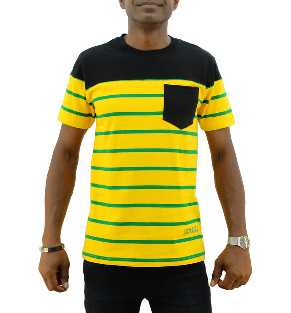 Men's Jamaica Colors T-Shirt With Black Chest Pocket