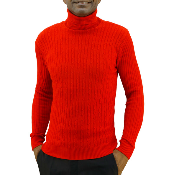 Men's Turtleneck Ribbed Knit Pullover Sweater