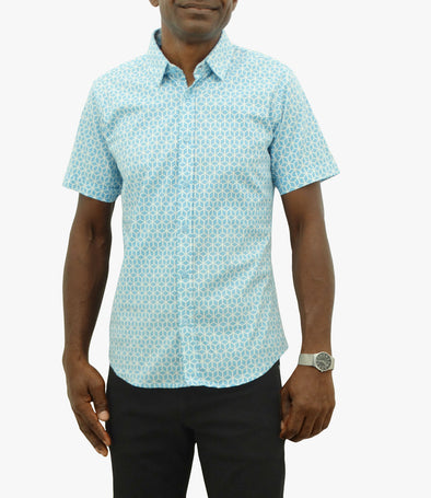 Men's S/S Printed Button Down Slim Fit Shirt
