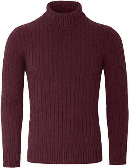 Men's Turtleneck Ribbed Knit Pullover Sweater
