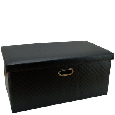 Metallic Folding Storage Ottoman Black