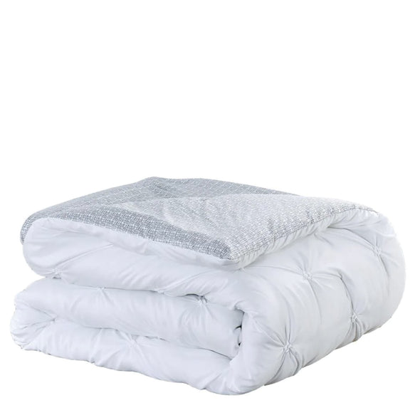 7 PC Olympia Reversible Queen Comforter Set White