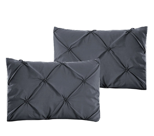 7 PC Olympia Reversible Queen Comforter Set Charcoal