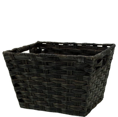 Decorative Dark Faux Rattan Basket 9.5IN
