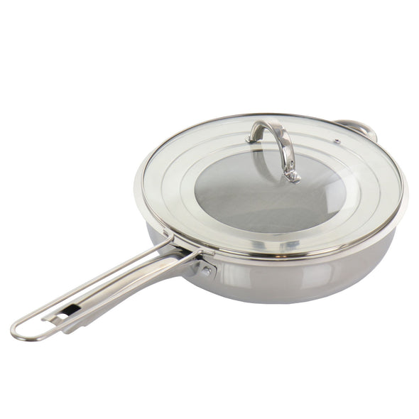 3 PC Sangerfield Stainless Steel Sauté Pan With Lid and Splatter Guard