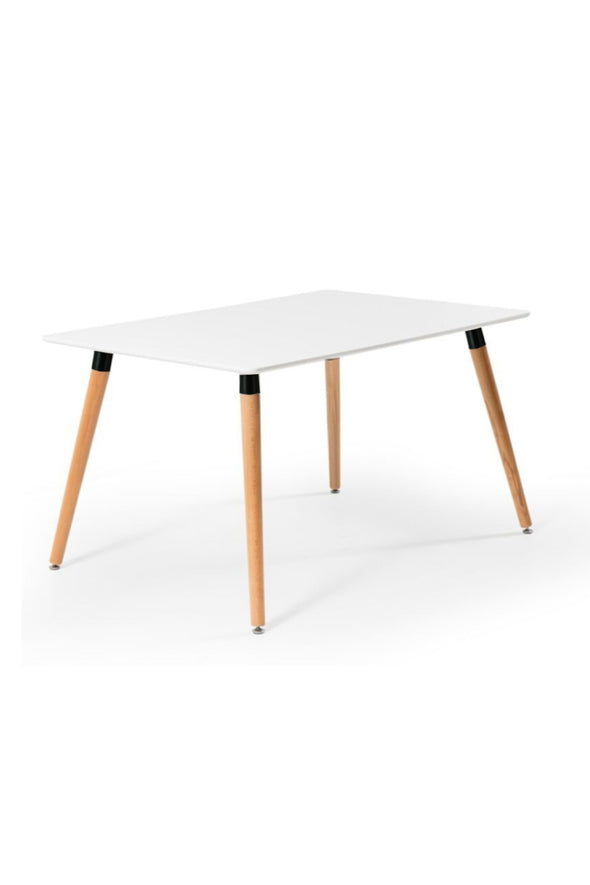Modax Rectangular W/Wooden Legs Table White