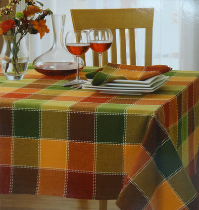 Autumn Check Woven Round Tablecloth