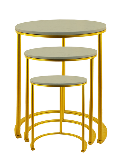 3 PC Faux Marble Accent Tables