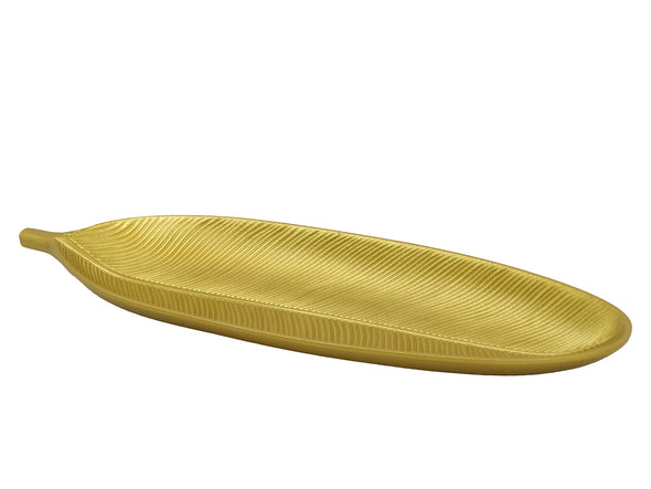 Decorative Oval Leaf Resin Tray (Gold)