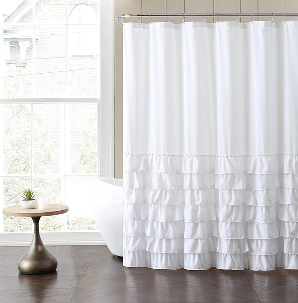 Melanie Ruffle Fabric Shower Curtain