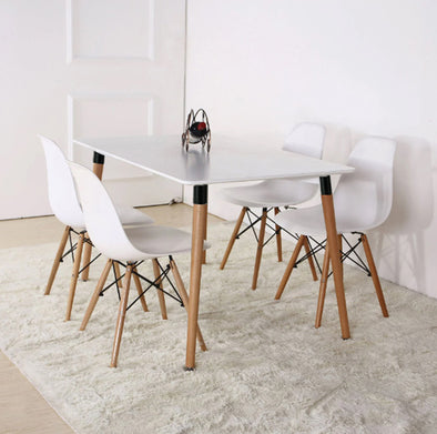Modax Rectangular W/Wooden Legs Table White