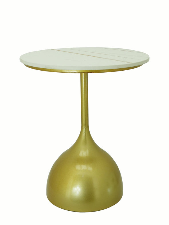 Modern Round Gold & Faux Marble Accent Table